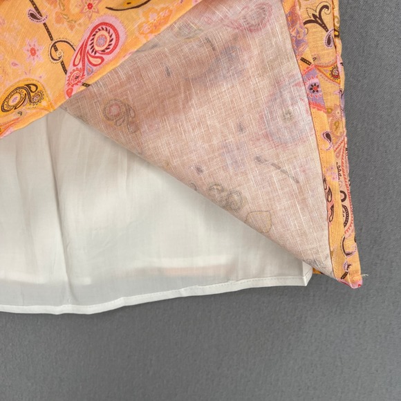 CHARLIE HOLIDAY Marley Mini Dress Womens 6 Orange Paisley Short Sleeve Linen NEW - Picture 10 of 16